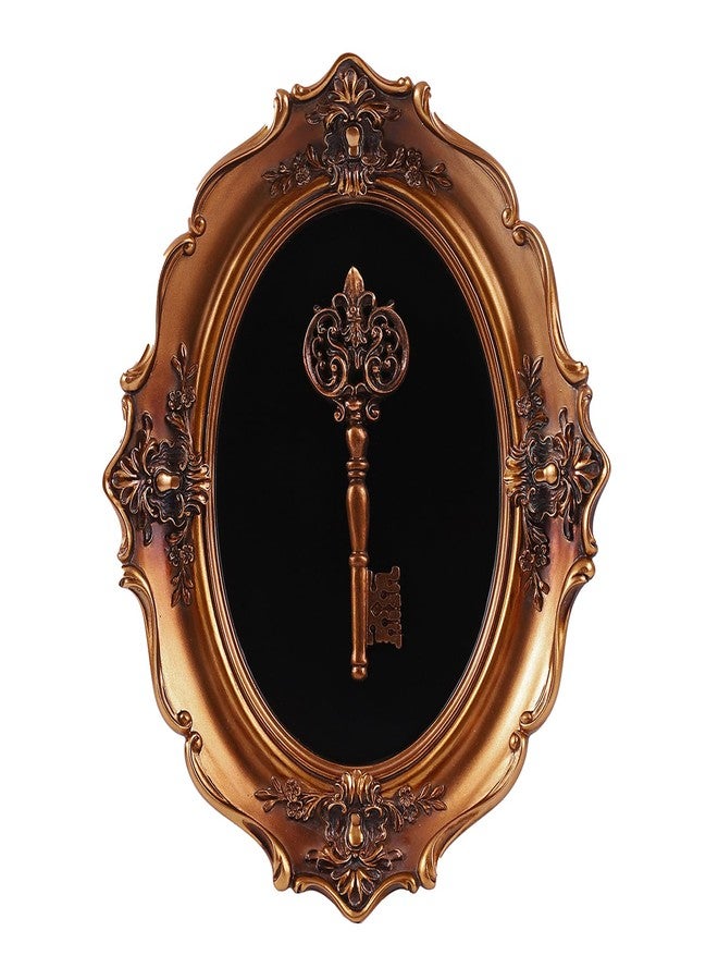 SIKOO Vintage Wall Sculptures Antique Wall Art Hand Painted Wall Hanging Decoration With Embossed Skeleton Key Design Antique Pediment Gothic Wall Statue Skeleton Key Home Ornament Gallery,Bronze - Image 1